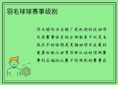 羽毛球球赛事级别